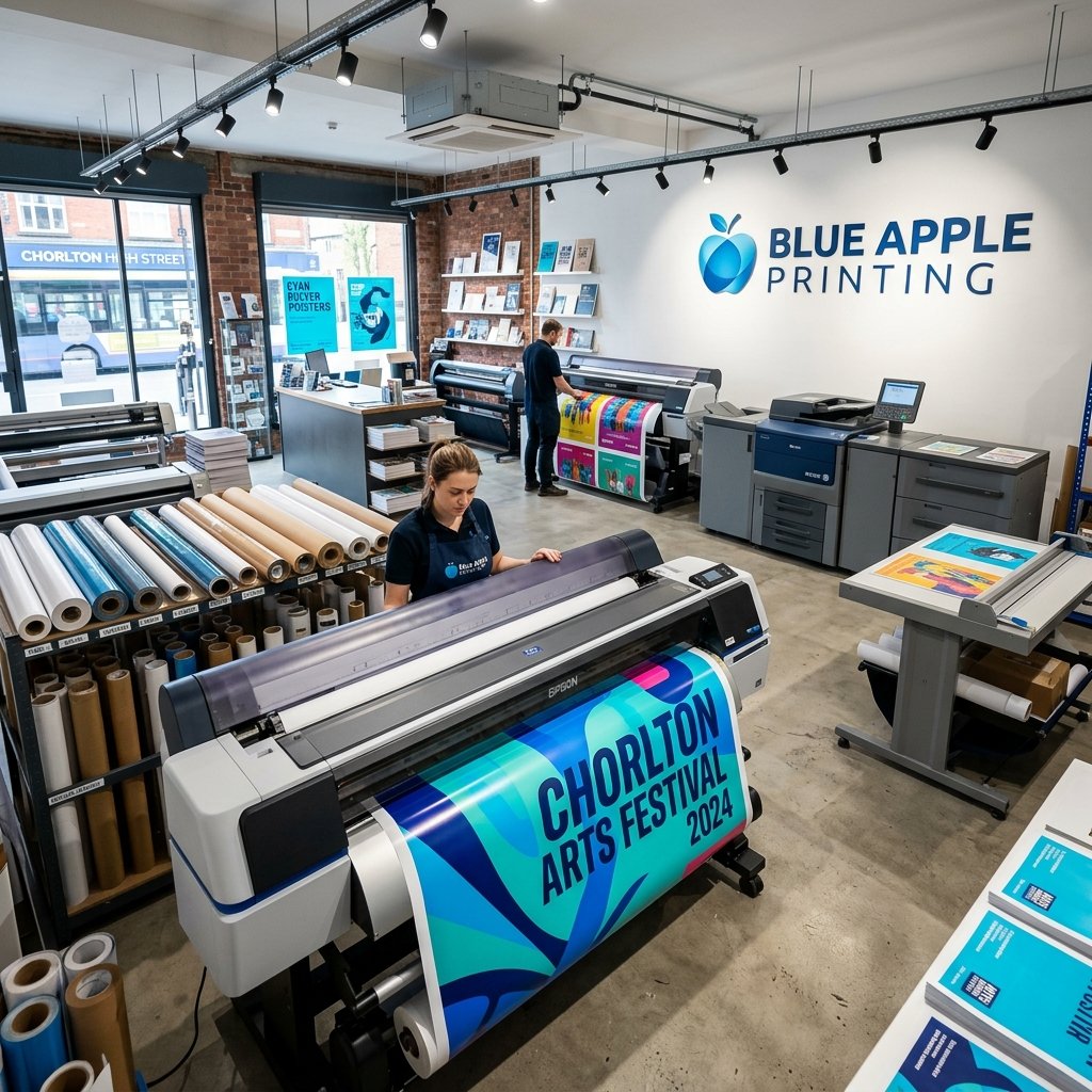 High tech print equipment inside Blue Apple Printing